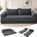 MeMoreCool Convertible Sofa Bed Queen, Corduroy Folding Couch Bed, Grey, 80" Queen