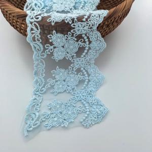 Lace Trim Ribbon, Delicate Crown Ribbon for Crafts Sewing and Bridal Wedding Dress Applique Decorations, 3.3inch Width 5 Yards/Lot (Arctic Blue)