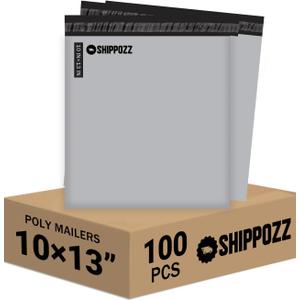 Shippozz 10x13 Poly Mailers 100 Pack, Durable Waterproof Polymailers for Shipping Clothes, Self Seal Mailing Bags for Small Business Packaging Supplies, Mailing Envelopes for Books, and Accessories