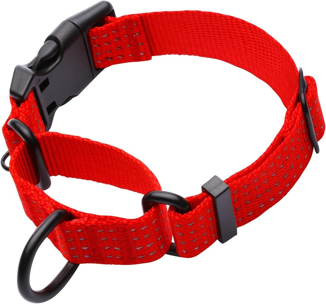 Martingale Collar for Training Dogs. Adjustable Reflective Dog Collars with Buckle- NO Pull-Prevents Slipping Out, for Medium Large XL Dogs. Helps with Strong pullers(M, red)
