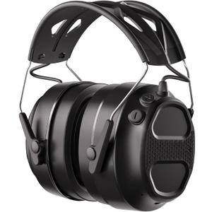 Gel Ear Pad Bluetooth 5.4 Hearing Protection Headphones with Rechargeable Battery 120H Playtime, SNR 30dB Safety Earmuffs Ear Protection for Lawn Mowing, Workshops, Snow blowing