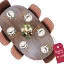 Covers For The Home Deluxe Elastic Edged Flannel Backed Vinyl Fitted Table Cover - Woodgrain (Oak) Pattern - Round Oblong Oval - Fits Tables up to 48" W x 68" L