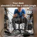Under Desk Cable Management Tray - Fits up to 1.77" Thick Desks, No-Drill Clamp-on Wire Organizer, Reversible Inward/Outward Install, Heavy Duty Metal Power Strip Holder for Home Office & Gaming Desk (26.4, Black)
