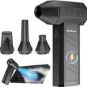 Compressed Air Duster, 180000RPM Electric Air Duster, Rechargeable Cordless Air Blower with 3-Gear Turbo Fan, Canned Air Alternative for Keyboard, PC, Computer, Car, Home & Outdoor Use (Pure Black)