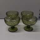 VanEnjoy Green Vintage Pressed Pattern Glass Ice Cream Cups/Dessert Bowls - Set of 4,12 Oz