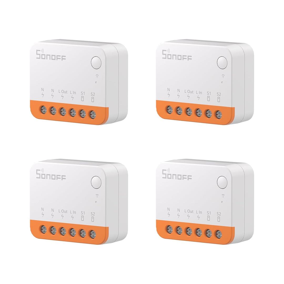 SONOFF MINIR4 10A Smart WiFi Extreme Wireless Light Switch,Universal DIY Module for Smart Home Automation Solution, Compatible with Alexa & Google Home, No Hub Required,4 Pack