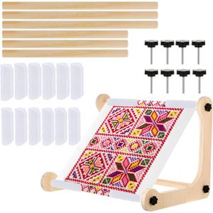 Adjustable Embroidery Table Stand,Cross Stitch Hoop Stand,Wood Embroidery Holder,Cross Stitch Frame for Lap or Table Top Cross Stitch or Tapestry Needlepoint Embroidery,2 Sizes Rod ( 11.8" and15.75)