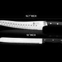Piklohas Resharpenable Bread Knife for Homemade Bread, 10 Inch Serrated Sourdough Knife with Offset Handle, Innovative Wavy Edge for Clean Slices Crusty Bread, Bagels, Pineapple & Tomatoes, Gift Box