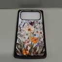 for iPhone 17 Pro Max Case Cute - Wireless Charging Compatible - Dual-Layer Hard Shell + Silicone Cover - Aesthetic Protective Phone Case for Women - Marble Pressed Flowers