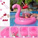 FoldTier 25 Sets 177Pcs Summer Flamingo Party Favors Bulk Include Inflatable Floating Flamingo Drink Holder Plastic Cups Straws Sunglass with Card for Hawaiian Luau Summer Birthday Party Favor Supply