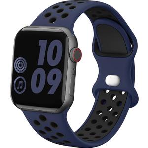 DaQin Compatible with Apple Watch Band 49mm 46mm 45mm 44mm 42mm 41mm 40mm 38mm for Women Men, Soft Silicone Sport Breathable Wristbands Strap for iWatch Bands Series 10 9 8 7 6 5 4 3 2 1 SE Ultra 2 Pack of 4