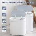 ELPHECO 2 Pack Bathroom Motion Sensor Trash can 2.5 Gallon + 2 Gallon Automatic Garbage Can Bathroom Decor, Slim Plastic Smart Trash Bin with Lid, Garbage can for Kitchen, Office, White, 2 Pack