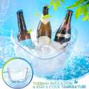 Cunhill 6 Pieces Plastic Clear Ice Bucket with Scoops Clear Acrylic Ice Tub Plastic Wine Bucket Party Beverage Chiller Bin Parties Tub for Wine Champagne or Beer (4 Liters)