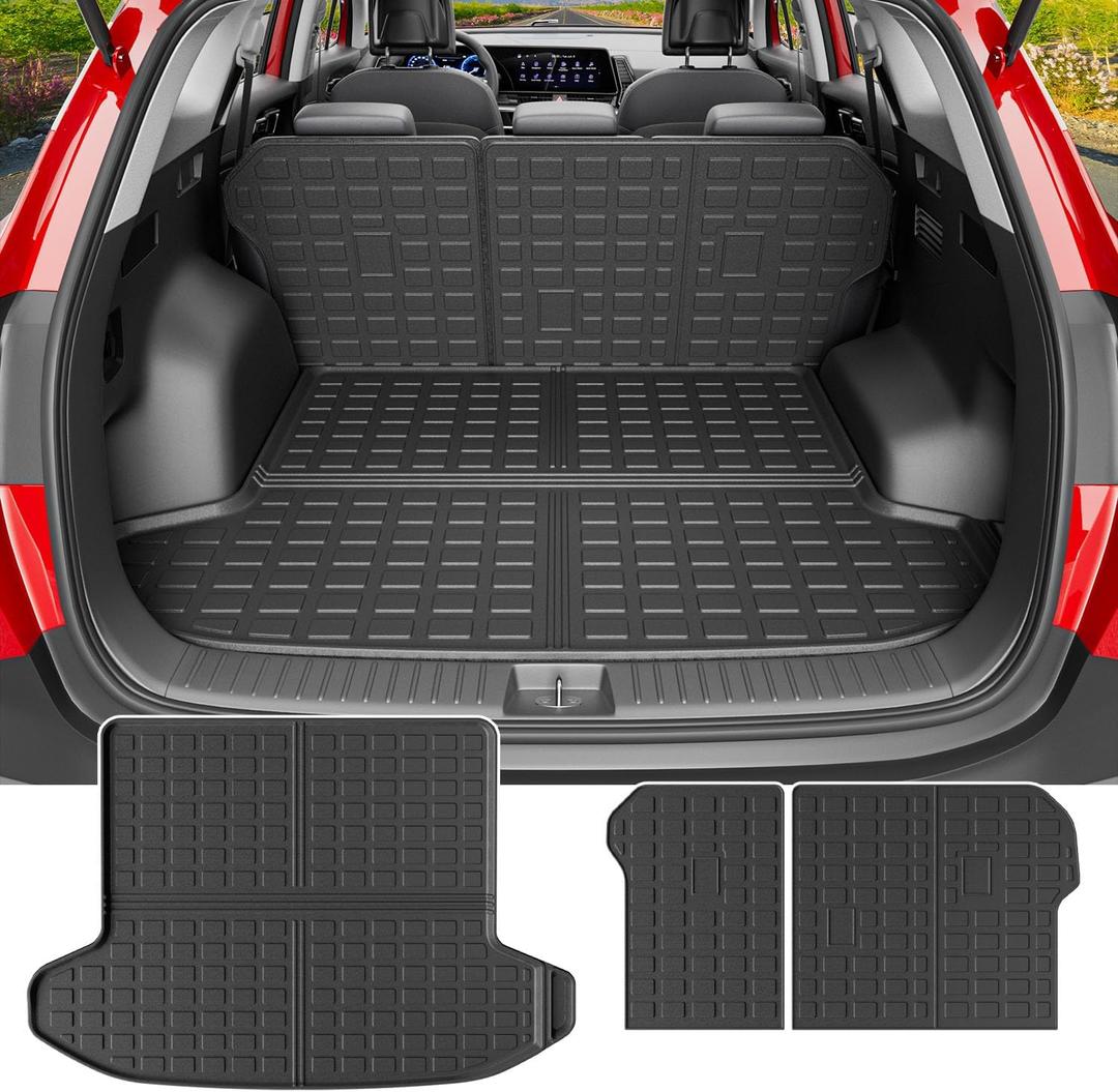 powoq Fuel&Hybrid Cargo Mat Compatible with 2023-2026 Kia Sportage Cargo Liner Trunk Mat TPE Backrest Liner Replacement for 2023-2025 2026 Kia Sportage Accessories (Trunk Mat with Backrest Mats)