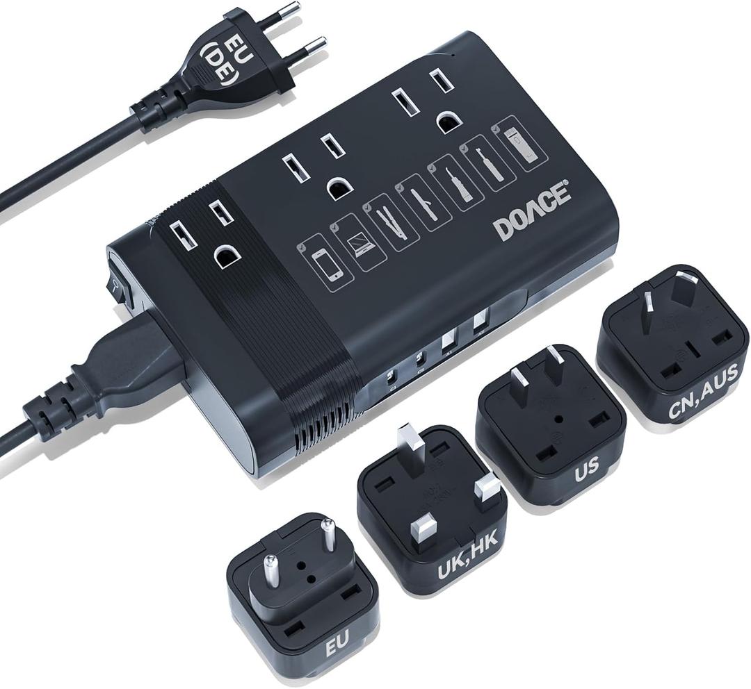Upgraded 220V to 110V Converter for European Travel- 350W Voltage Converter US to Europe for Using Most U.S. Travel Devices Abroad- Hair Straightener Curler Shaver Toothbrush Laptop Camera Phone (Black)