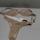 SweatyRocks Women's 2 Piece Bikini Set Striped Print Spaghetti Strap Push Up Swimsuit (X-Large, Mocha Brown)