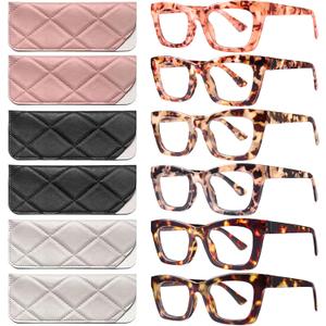 CCVOO Stylish Reading Glasses for Women, Eyeglasses, Blue Light Readers for Women, Computer Eye Glasses, Cheaters (A3 Mix)