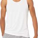 Amazon Essentials Men's Active Quick Dry Tech Stretch Lightweight Gym Tank Top (Medium, White)