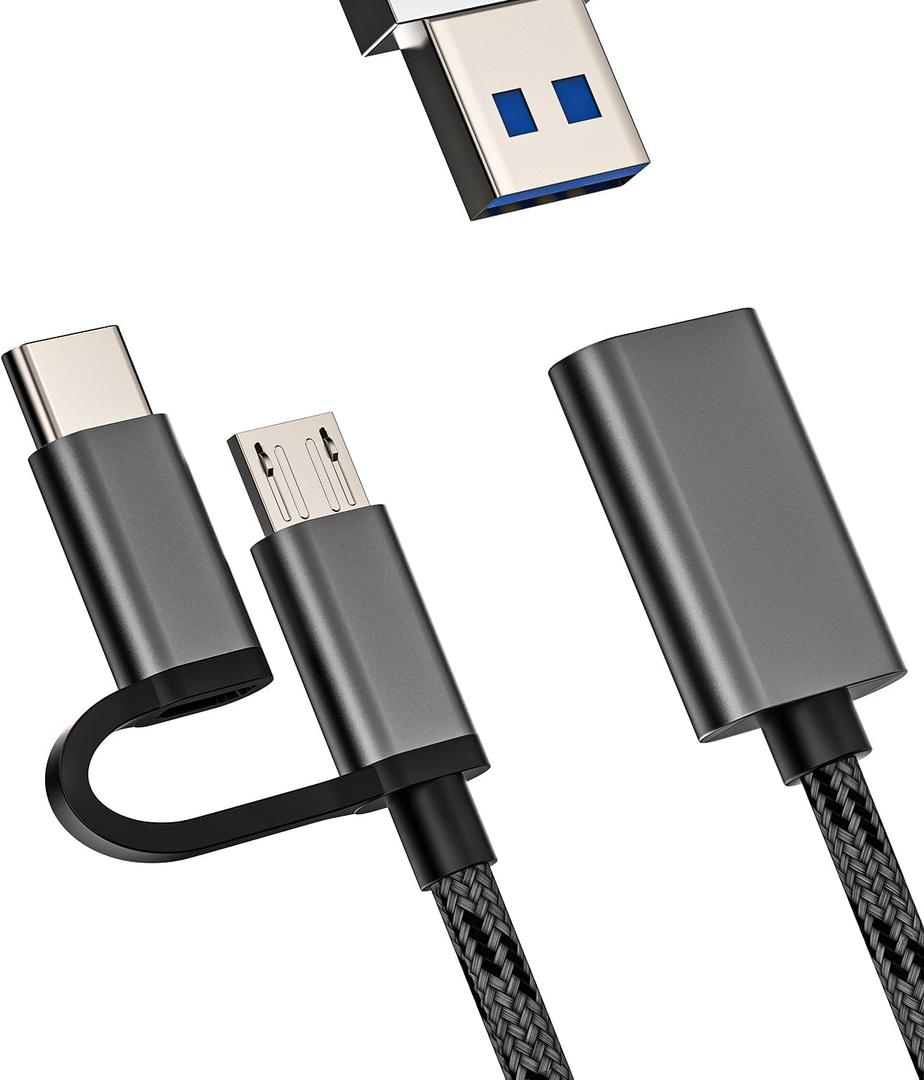 OTG Cable Micro USB Type C Port Adapter (2in1) for Apple iPhone 15 Pro Max Plus iPad 10Air4/5Mini6Pro 12.9 Thunderbolt Android Converter Mouse Camera Cord Dongle Compatible for Samsung LG Adaptador
