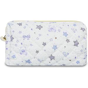 Quilted Makeup Bag for Women Travel, Brush Organizer Cosmetic Pouch, Lightweight Portable Toiletry Bag Coquette Floral Organizer Case