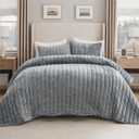 Bedsure Velvet Quilt King Size Set - Luxury Bedspread Quilted Bedding Set for King Bed, Lightweight Velvet Comforter for All Season, Ultra Soft Coverlet with 2 Matching Pillow Shams, 106"x96", Grey