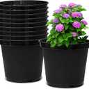 RooTrimmer 5 Pack 10 Inch Plant Pots , Plastic Flower Pots with Drainage Holes, Large Planters for Indoor Outdoor Garden, House Plants, Flowers, Herbs, Gardening Gifts, Black