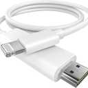 [Apple MFi Certified] 2 in 1 Lightning and USB-C to HDMI Adapter for iPhone,4K@60Hz DVI Lightning Type C Digital AV HDMI Adapter Cord for iPhone 17 16 15 14 13 12 11 to TV Projector Monitor