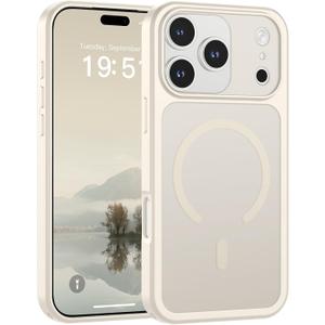 SUPFINE Magnetic for iPhone 17 Pro Case (Compatible with MagSafe)(Military Grade Drop Protection)(Camera Protection) Translucent Matte Shockproof Phone Cover 2025,Antique White