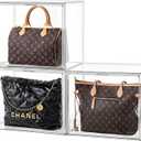 HBlife 3 Pack Purse Storage Organizer for Closet, X-Large Clear Stackable Handbag Display Case Box with Magnetic Door for Collectibles, Cosmetics, Women Heels and Toys