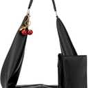 Slouchy Hobo Bags for Women Soft Vegan Leather Sling Bag Designer Shoulder Purses Top Handle Handbag with Small Purse (Black)