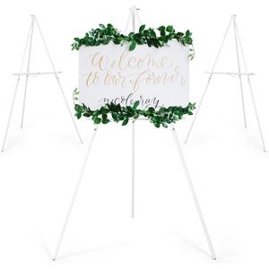 VISWIN 3 Pcs Upgraded 63" Wooden Easel Stand for Sign, Tripod Easel for Wedding Sign Stand, Welcome Board, Poster, Picture, Canvas Art Easel Floor with Tray for Display & Painting - White