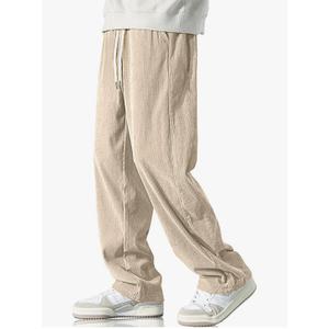 SHENHE Men's Wide Leg Corduroy Pants Streetwear Drawstring Waist Zipper Hem Baggy Track Pants XL