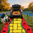 137pcs Wizard Trunk or Treat Kit Halloween Trunk or Treat Decoration Yellow Brick Runner Red Poppy Flowers Fairy Garden Corn Set for Photo Props Halloween Cosplay Party Scene