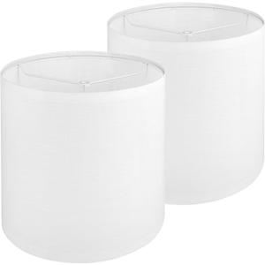 White Linen Tall Drum Lampshade set of 2, 9.8" Top x 9.8" Bottom x 11.8" High Lamp Shade, Lamp Shade Replacement for Table and Floor Lamps, Pendant Light, Handcrafted Lampshade, Easy Assemble