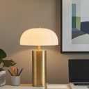 Ink+Ivy Modern Gold Metal Columnar Table Lamp with Dome-Shaped Glass Shade, Built-in LED Light Source, for Living Room, Bedroom, Nightstand Table Lamp