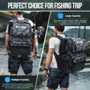 PLUSINNO Fishing Backpack with Rod Holders & Cooler, 45L Large Water-resistant Fishing Tackle Bag,Fishing Tackle Backpack Store Fishing Gear For Camping,Fishing Gifts for Men Sport Bags Black Camo