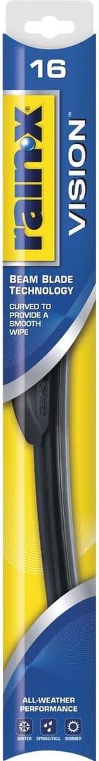 Rain-X 16'' Vision Wiper Blade, Standard Beam, All Weather Performance Curved Smooth Wipe