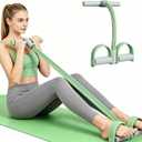 Pedal Resistance Bands with Handle, 6-Tubes Elastic Exercise Bands, Natural Rubber Resistance Bands, Multifunction Exercise Equipment for Abdomen, Waist, Arm, Leg, Green