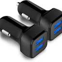 Car Charger 2 Pack, 24W Dual USB Car Charger - Black, SmartUSB Port Car Adapter Compatible iPhone 13/12/11/XR/Xs, iPad Pro/Air 2/Mini, LG, Pixel, Galaxy (Not Compatible with Quick Charge)