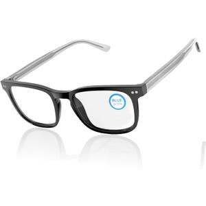 3 x Blue Light Blocking Glasses Men Computer Game Phone Eyeglasses Acetate Frame Metal Core Wire Spring Hinge (Black)