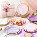 Zhehao 150 Pcs Pink and Purple Plates and Napkins Tableware Serves 50 Includes 9 Inch 7 Inch Purple Scalloped Edges Paper Plate and Napkins for Wedding Birthday Baby Shower Party
