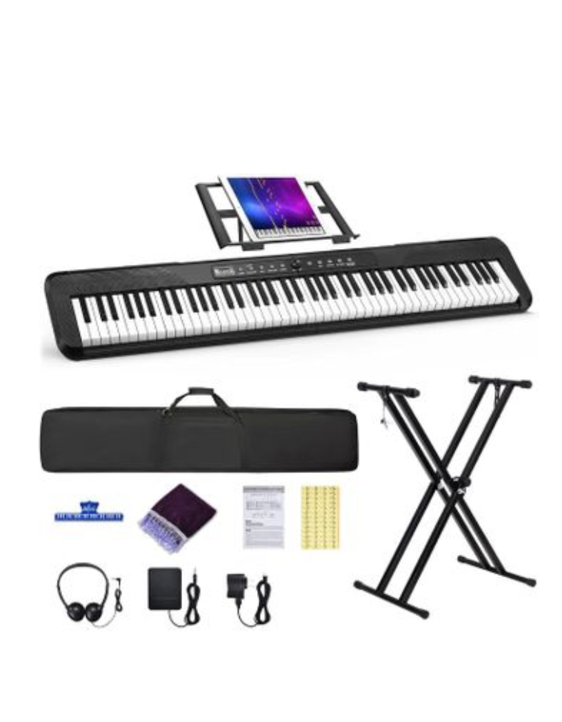 88 Keys Foldable Electronic Piano with Premium Sound Effects, Portable and Space Saving Foldable Keyboard for Students and Home Use