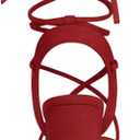 Allegra K Women's Lace Up Block High Heels Sandals (9, Red)