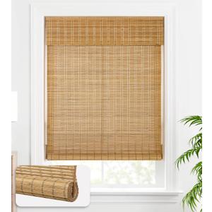 LazBlinds Cordless Bamboo Blinds, Bamboo Roll Up Shades for Windows, Light Filtering Wood Window Blinds for Indoor Home- Size: 27" W x 72'' H, Brown206