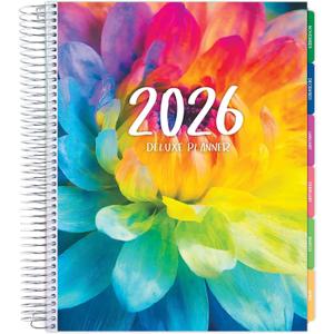 DELUXE 2026 Planner, 8.5"x11": 14 Months (November 2025 - December 2026), Includes Page Tabs, Bookmark, Planning Stickers, Pocket Folder Daily Weekly Monthly Planner Yearly Agenda (Rainbow Petals)