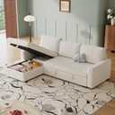 81" L Shaped Convertible Sleeper Sectional Sofa Bed, Beige, 42.5"D * 81.5"W * 33.75"H