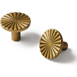 5 Pack Antique Brass Cabinet Knobs Vintage Flat Drawer Pulls Kitchen Cupboard Bathroom Dresser Cabinet Hardware Handles Zinc Alloy