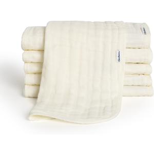 Gerber Baby Unisex Muslin Burp Cloths 6-Pack, Vanilla, Large Size 20" x 10"