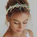 JEAIRTS Green Rhinestone Headband Gold Leaf Wedding Headpiece Bridal Crystal Hair Pieces Beaded Hair Hoop Glitter Bride Hair Accessories for Women and Girls
