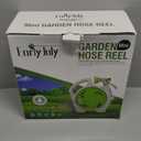 Garden Retractable Hose Reel, Portable Simple Home Hose Reel 45+5 FT with 7 Patterns Spray Nozzle, Wall Mounted and Any Length Lock for Garden Watering, Car Washing, Pet (Red Rose)